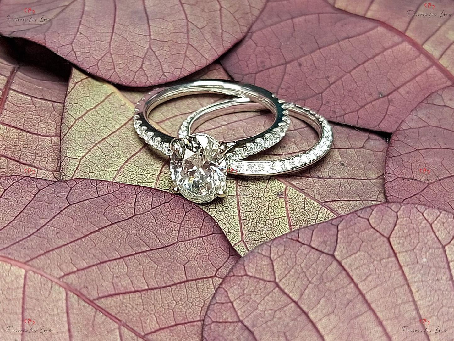1.5 Ct Oval Lab Diamond Eternity Band Oval cut Moissanite Brilliant Cut engagement ring in 935 Argentium Silver — custom handcrafted by Forever For Love