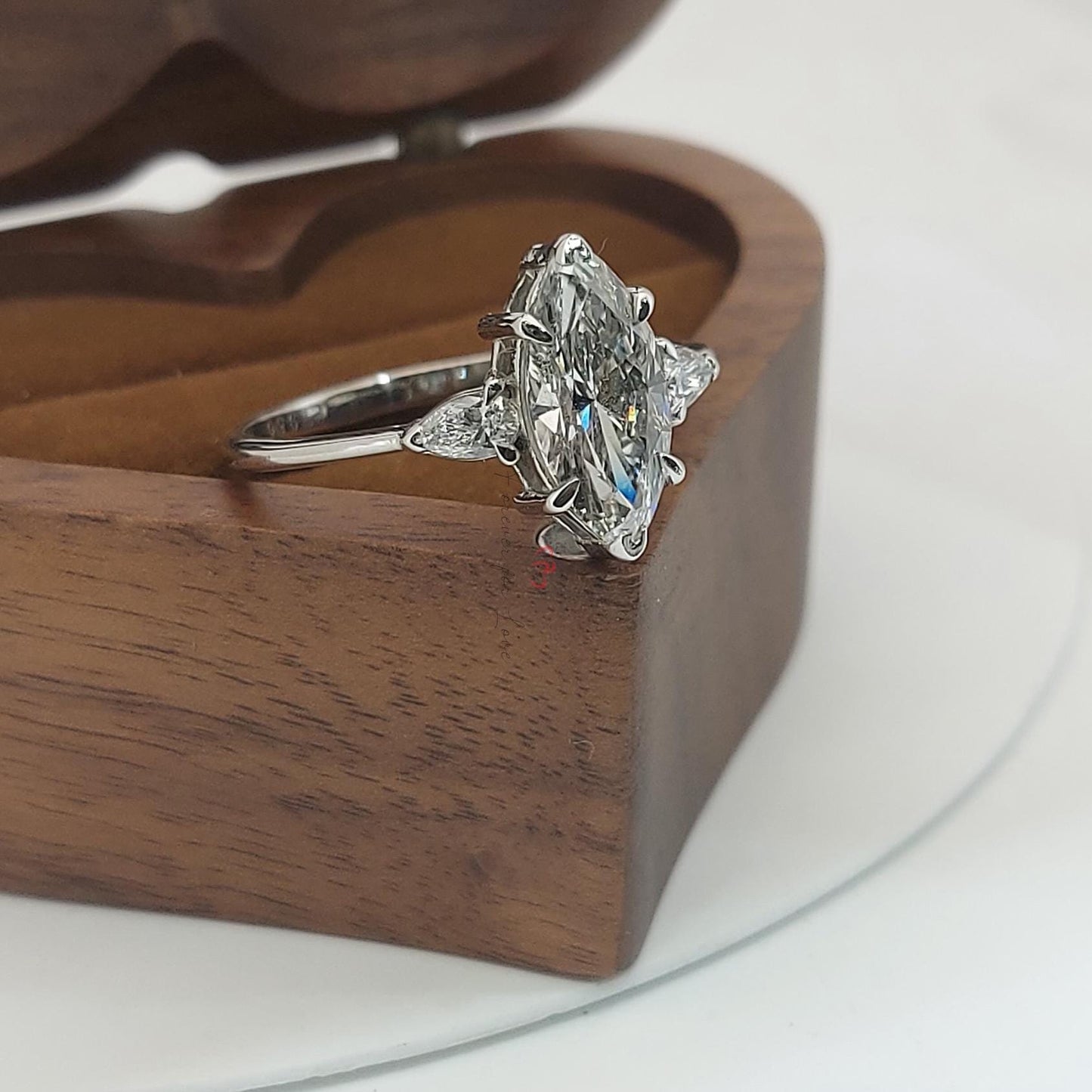 3 Ct IGI Certified Marquise Lab Diamond Dainty Solitaire Engagement Ring 1Ct Moissanite Brilliant Cut engagement ring in 935 Argentium Silver — custom handcrafted by Forever For Love