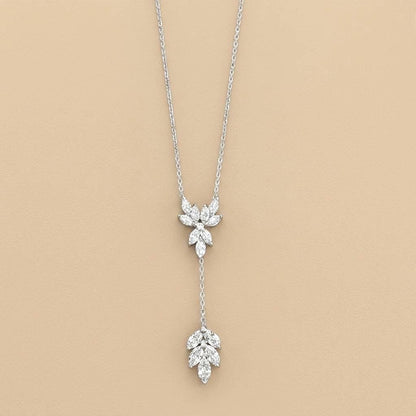 Marquise Diamant Halskette, 14 Karat Weißgold, zierliche minimalistische Halskette, Labor-Diamant-Halskette, einzigartiges Design, besonderes Geschenk für Sie.
