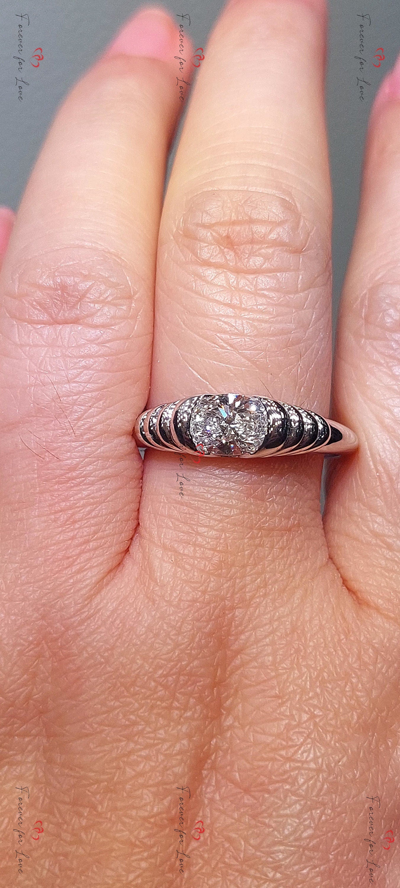 1 Ct Oval Lab Diamond Solitaire Ring Oval cut 1Ct Moissanite Brilliant Cut engagement ring in 935 Argentium Silver — custom handcrafted by Forever For Love