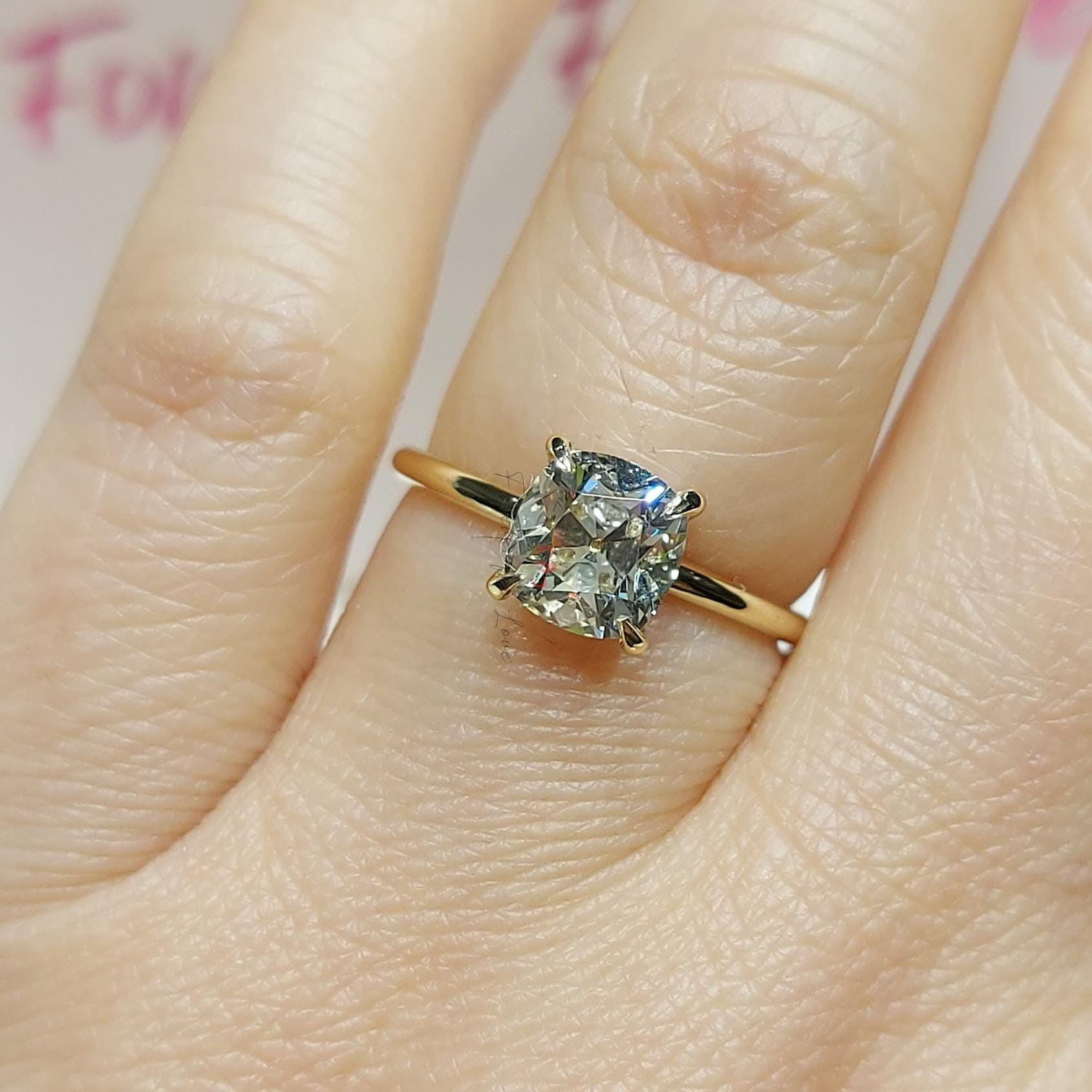 IGI Certified Old Mine Lab Diamond Hidden Halo Engagement Ring