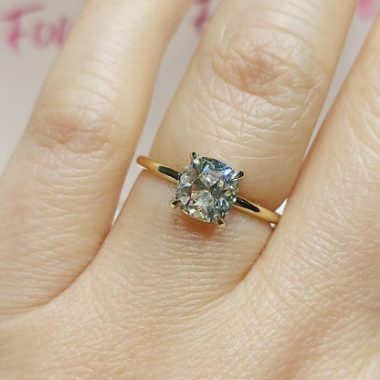 IGI Certified Old Mine Lab Diamond Hidden Halo Engagement Ring
