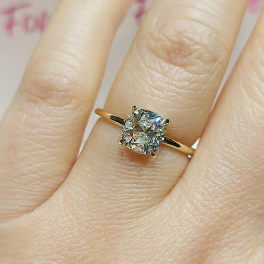 IGI Certified Old Mine Lab Diamond Hidden Halo Engagement Ring