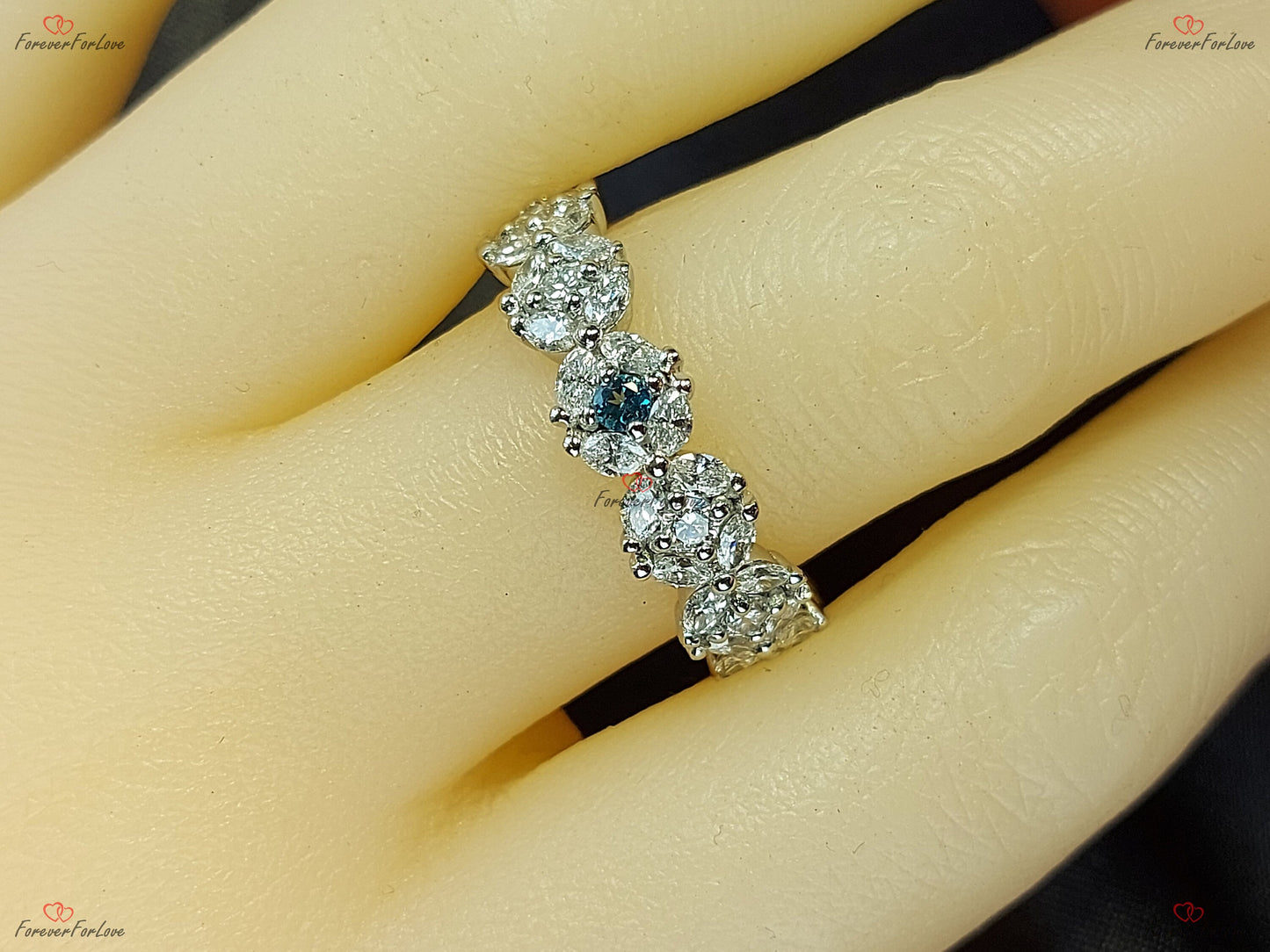 Vintage Natural Diamond Marquise and Round cut Wedding Band Birthstone promise ring Rose Gold engagement band Women anniversary band ring Marquise cut Moissanite Brilliant Cut engagement ring in 935 Argentium Silver — custom handcrafted by Forever For Love