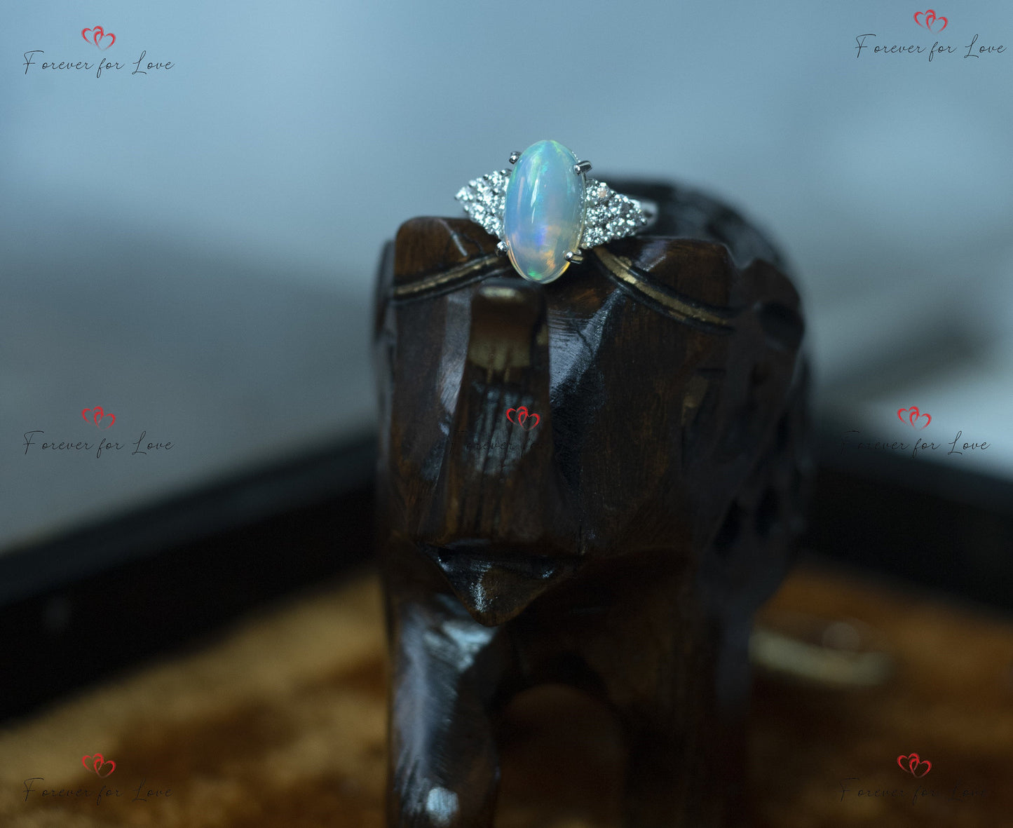 Oval Moissanit, Opal Verlobungsring Oval cut Moissanite engagement ring in Gold or Platinum — custom handcrafted by Forever For Love