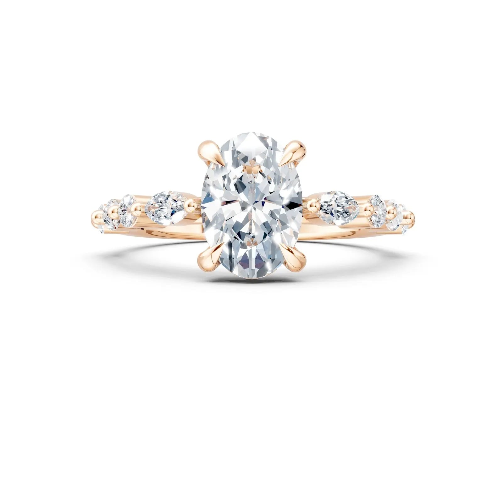 Oval Diamond Engagement Ring with Halo and Oval & Round Stone Band Forever For Love