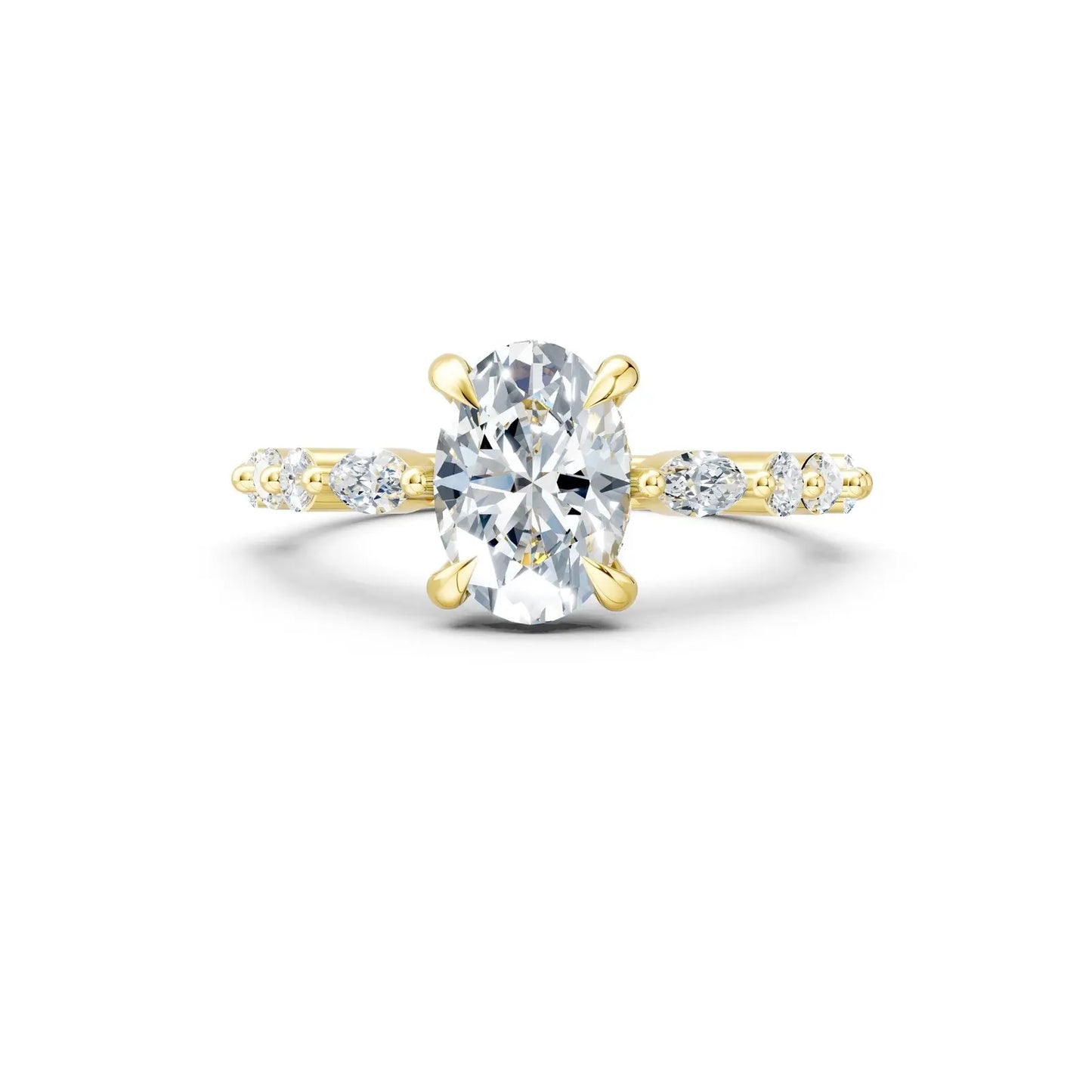 Oval Diamond Engagement Ring with Halo and Oval & Round Stone Band Forever For Love