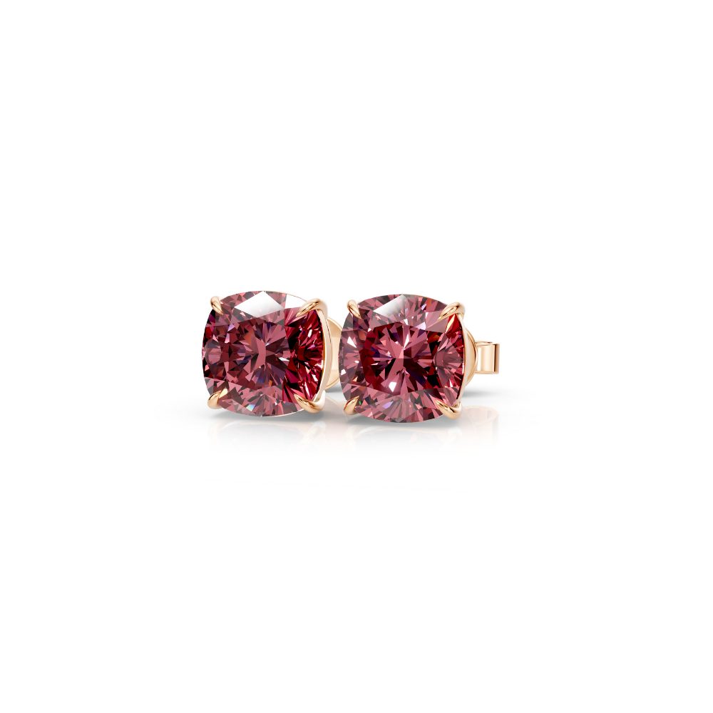 Puces d'oreilles diamant de couleur taille coussin Moissanite engagement ring in Gold or Platinum — custom handcrafted by Forever For Love