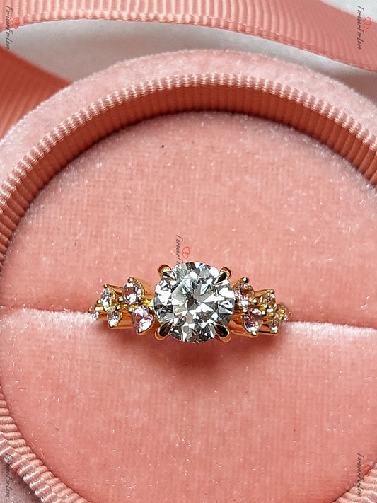 IGI Certified Round Lab Diamond Solitaire Engagement Ring