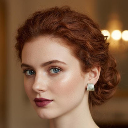 Boucles d'oreilles éventail en diamant de laboratoire taille ronde, boucles d'oreilles imposantes de style éventail moderne, boucles d'oreilles étincelantes en diamant de laboratoire en forme d'éventail, cadeau de mariage