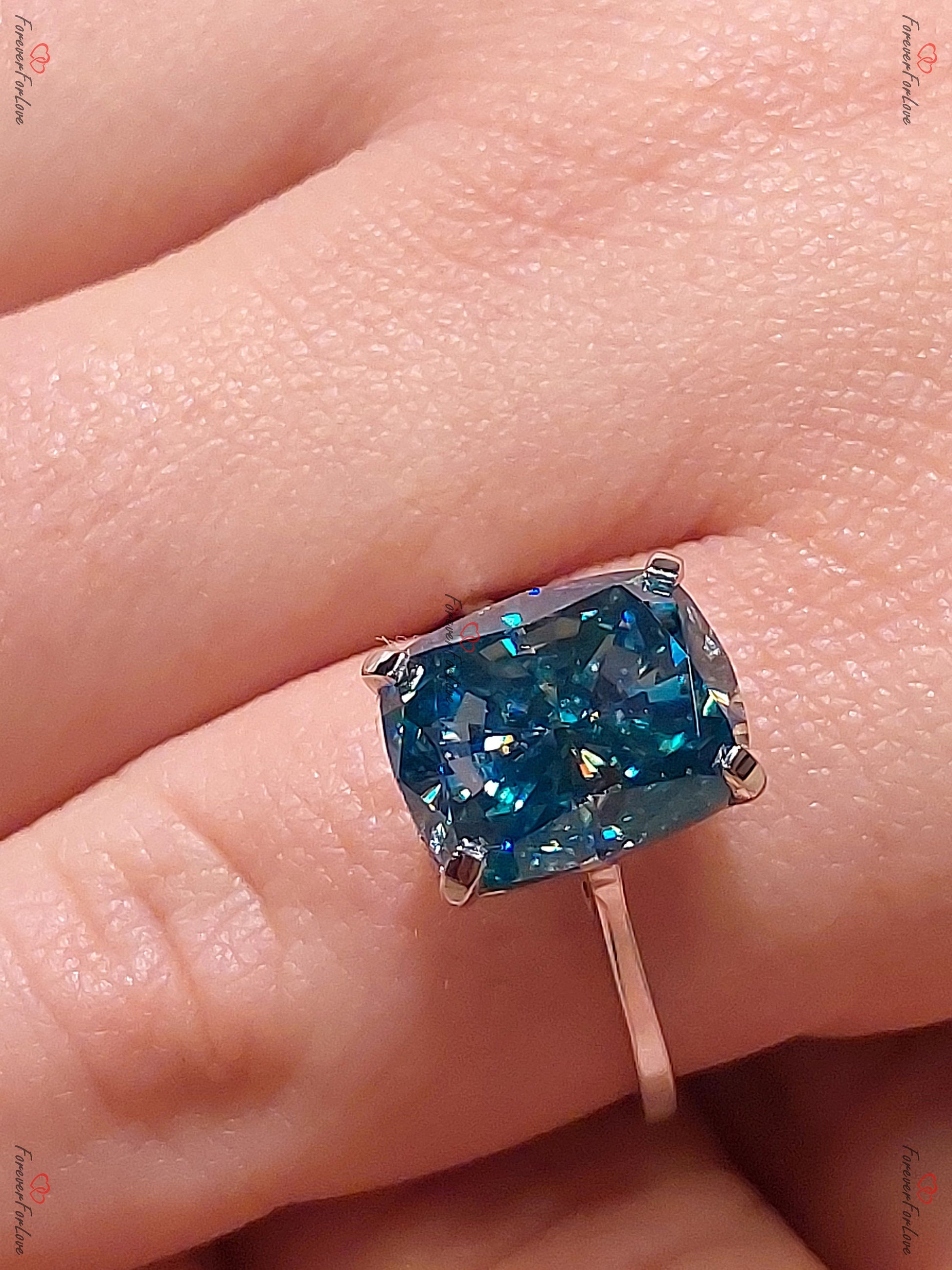 5 Ct Cushion Moissanite Solitaire Engagement Ring