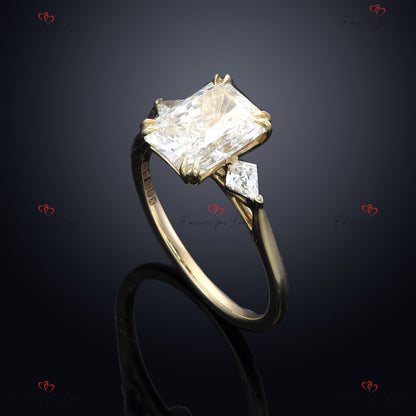 2 Ct IGI Certified Radiant Lab Diamond Three Stone Engagement Ring