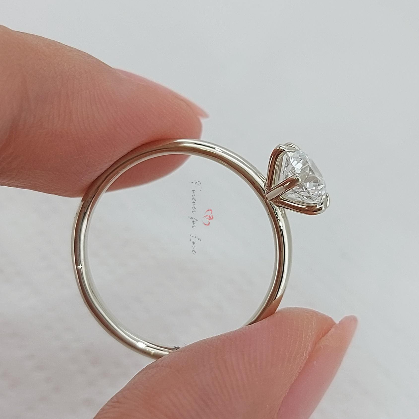 1 Ct Round Lab Diamond Solitaire Engagement Ring