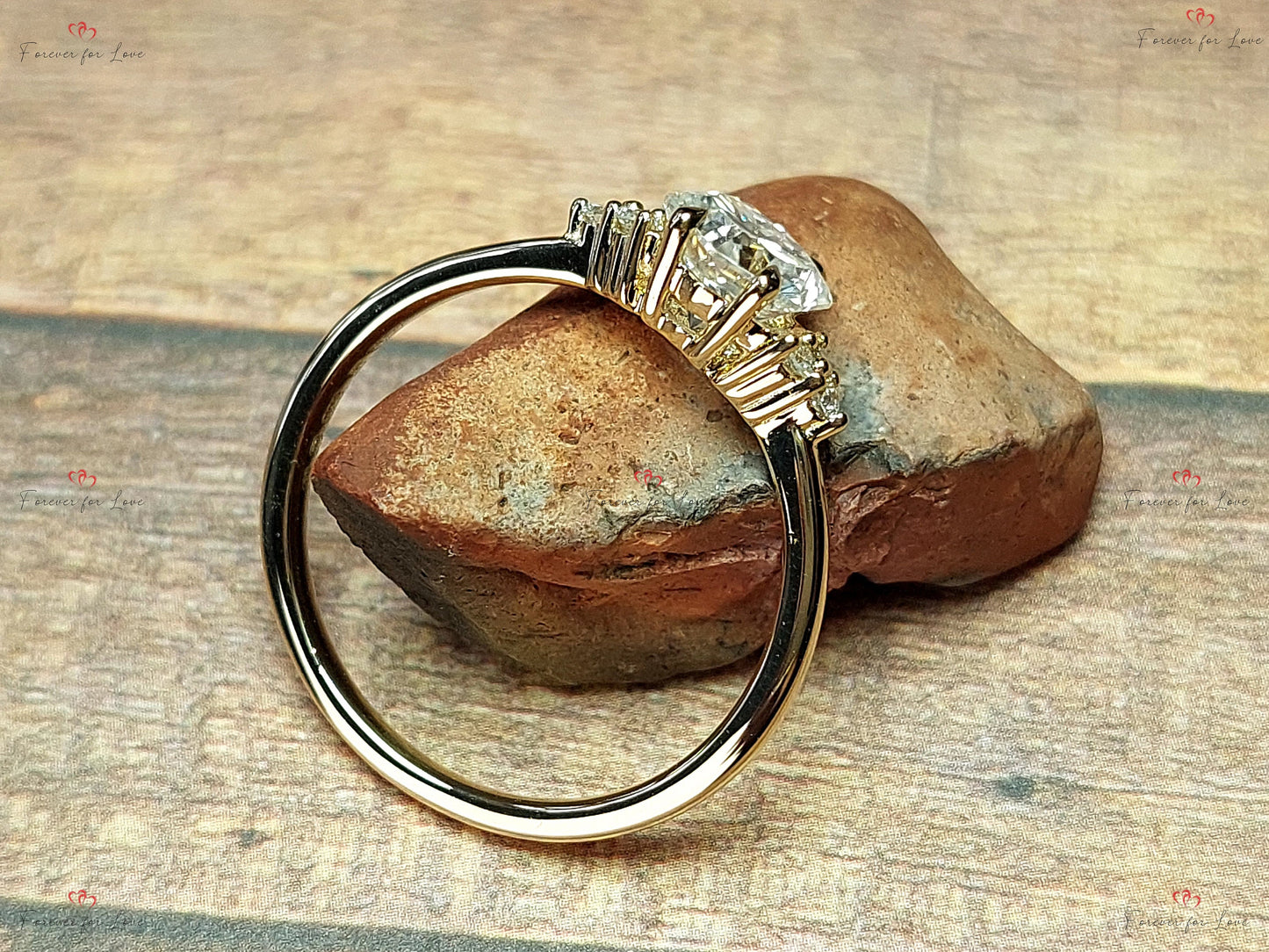 Hexagon Moissanite Engagement Ring Hexagon cut Moissanite engagement ring in Gold or Platinum — custom handcrafted by Forever For Love