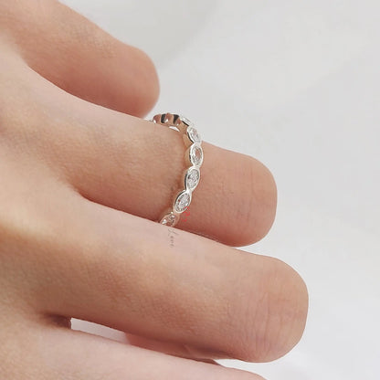 Elegant East-West Oval Diamond Band in Silver