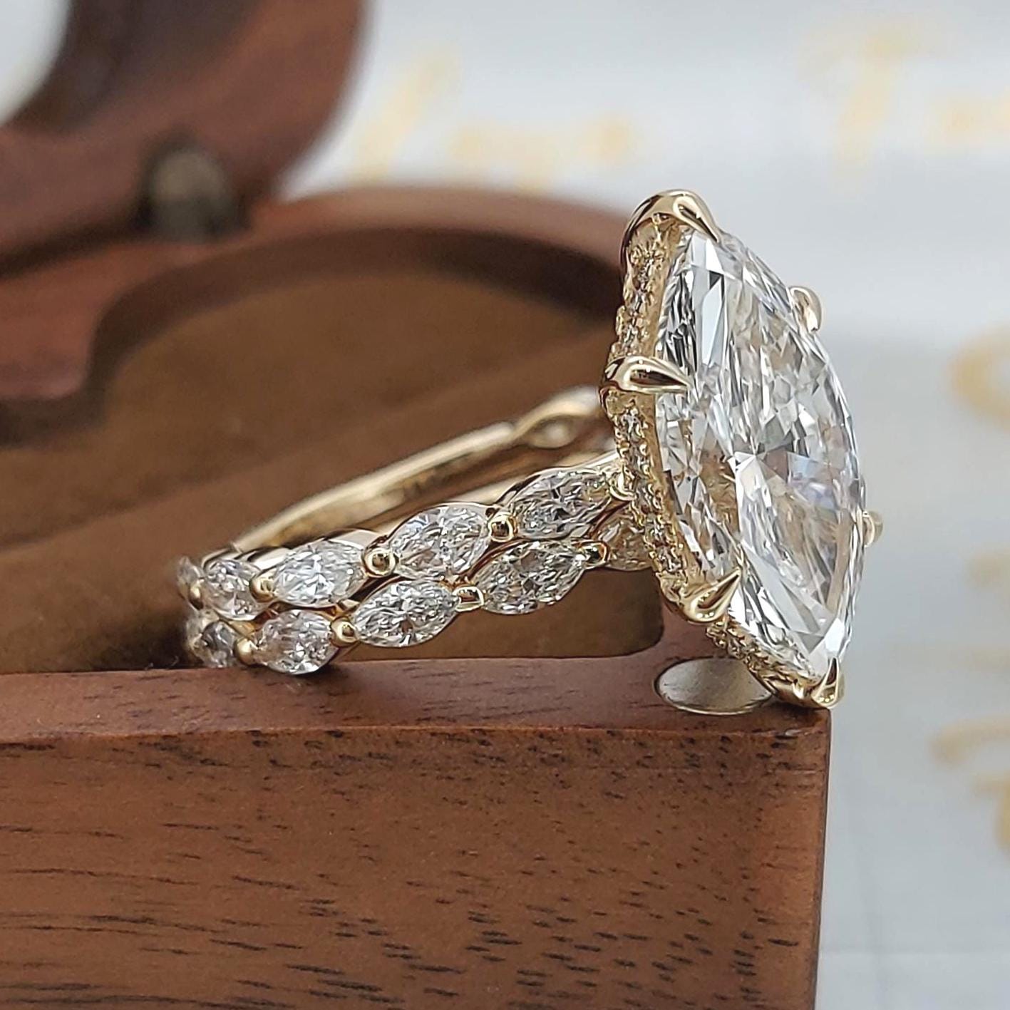 3 Ct IGI Certified Marquise Lab Diamond Engagement Ring