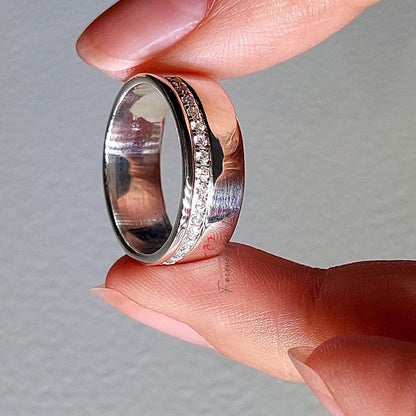 Man wedding band, chunky man band, his and her bands, diamond band, wedding band. 6mm wide solid gold band.