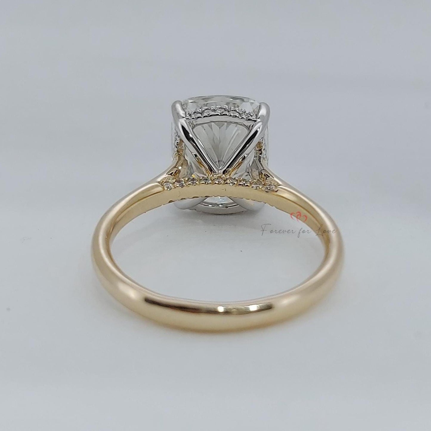 5 Ct Cushion Lab Diamond Engagement Ring Cushion cut 1Ct Moissanite Brilliant Cut engagement ring in 935 Argentium Silver — custom handcrafted by Forever For Love