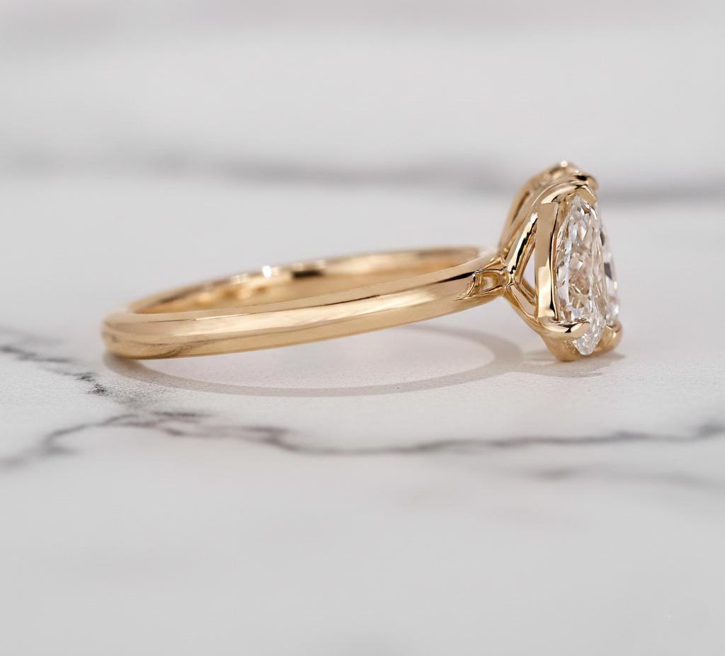 Toi Et Moi Engagement Ring Radiant and Pear Brilliant Diamond Proposal Ring Lab Grown Diamond Radiant cut Moissanite engagement ring in Gold or Platinum — custom handcrafted by Forever For Love