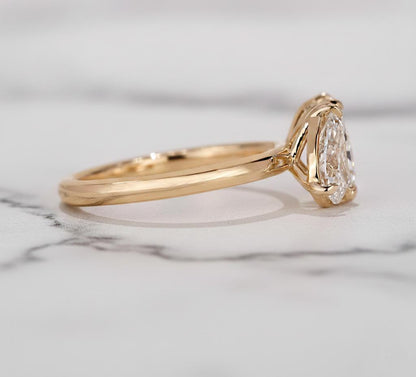 Toi Et Moi Engagement Ring Radiant and Pear Brilliant Diamond Proposal Ring Lab Grown Diamond