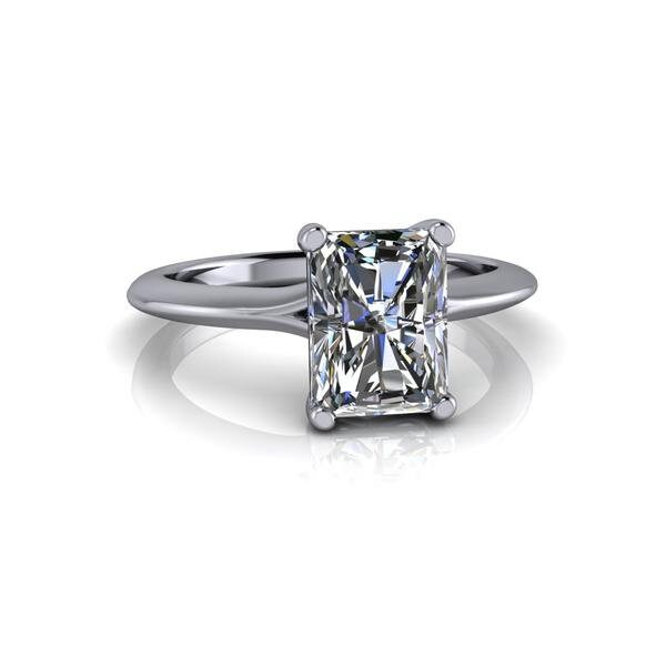 2.7 Karat Radiant Diamant, Moissanit Verlobungsring Radiant cut Moissanite engagement ring in 935 Argentium Silber — custom handcrafted by Forever For Love