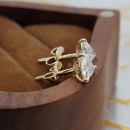 Boucles d'oreilles clous en diamant taille trillion 0,75 CTW, clous taille trillion, boucles d'oreilles en diamant, or massif 14K, boucles d'oreilles pour tous les jours, cadeau parfait