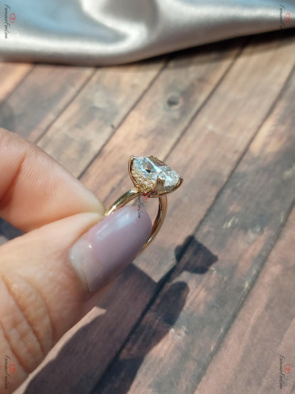 Cushion Moissanite Hidden Halo Engagement Ring