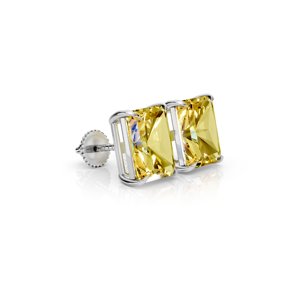 Ohrstecker mit Smaragd-Diamanten in Farbe Moissanite engagement ring in 10K Massivgold — custom handcrafted by Forever For Love