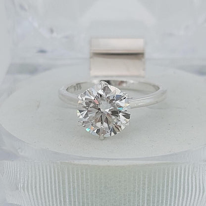 3 Ct Round Lab Diamond Solitaire Engagement Ring