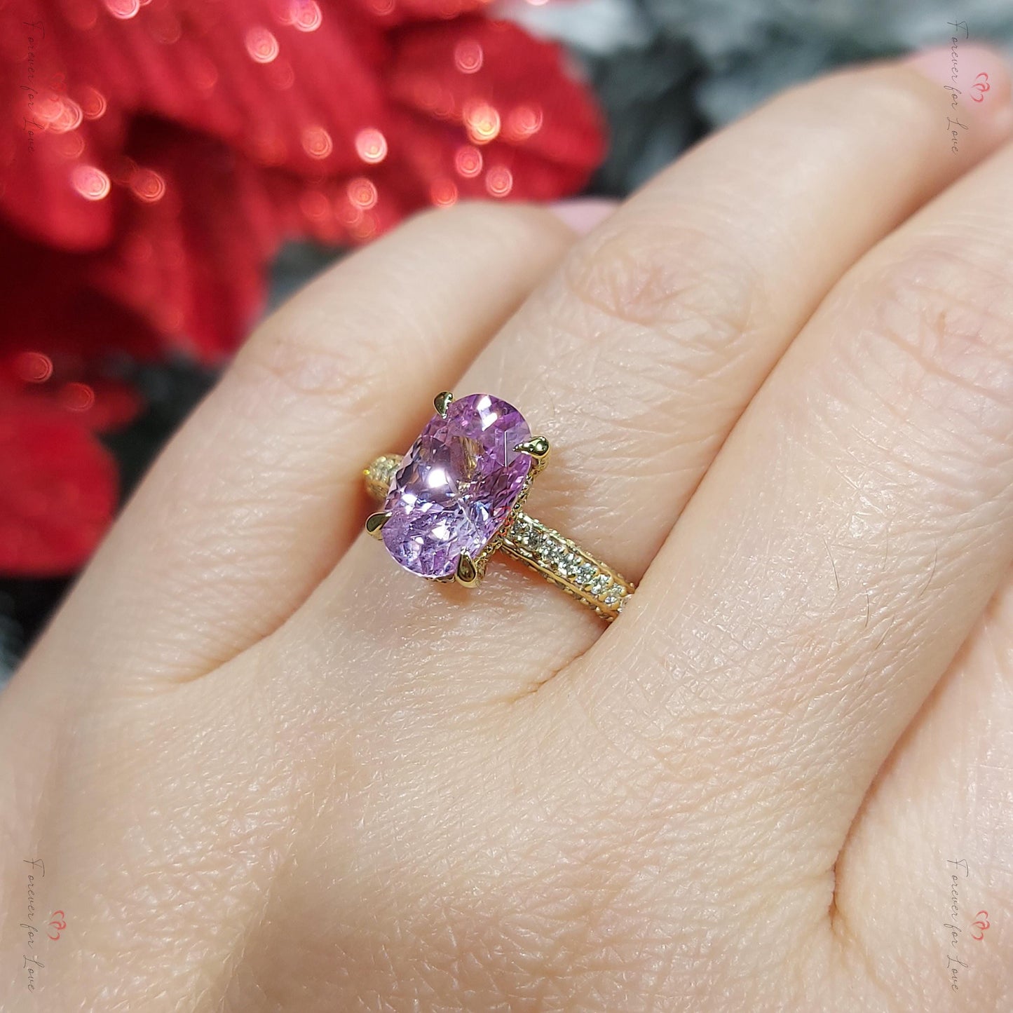 3.45 Ct Oval Pink Diamond, Sapphire Engagement Ring Oval cut 1Ct Natural Sapphire engagement ring in 935 Argentium Silver — custom handcrafted by Forever For Love