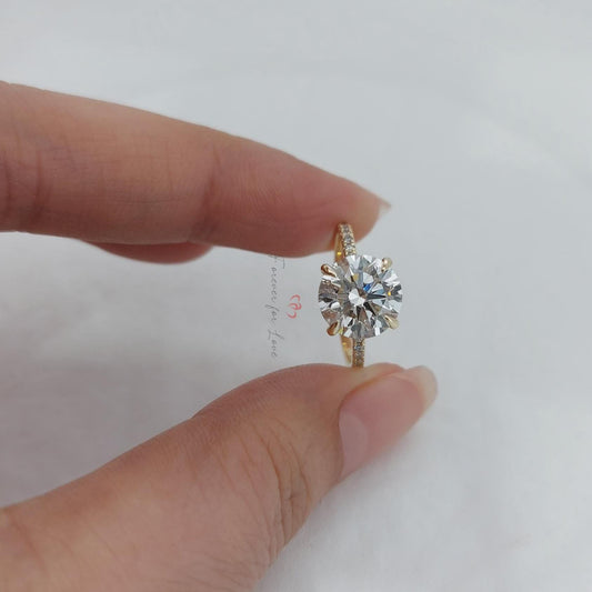 3 Ct Round Lab Diamond Hidden Halo Engagement Ring