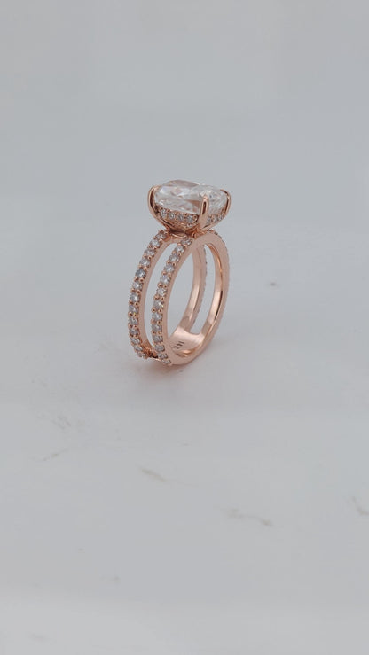 Cushion Moissanite Hidden Halo Engagement Ring