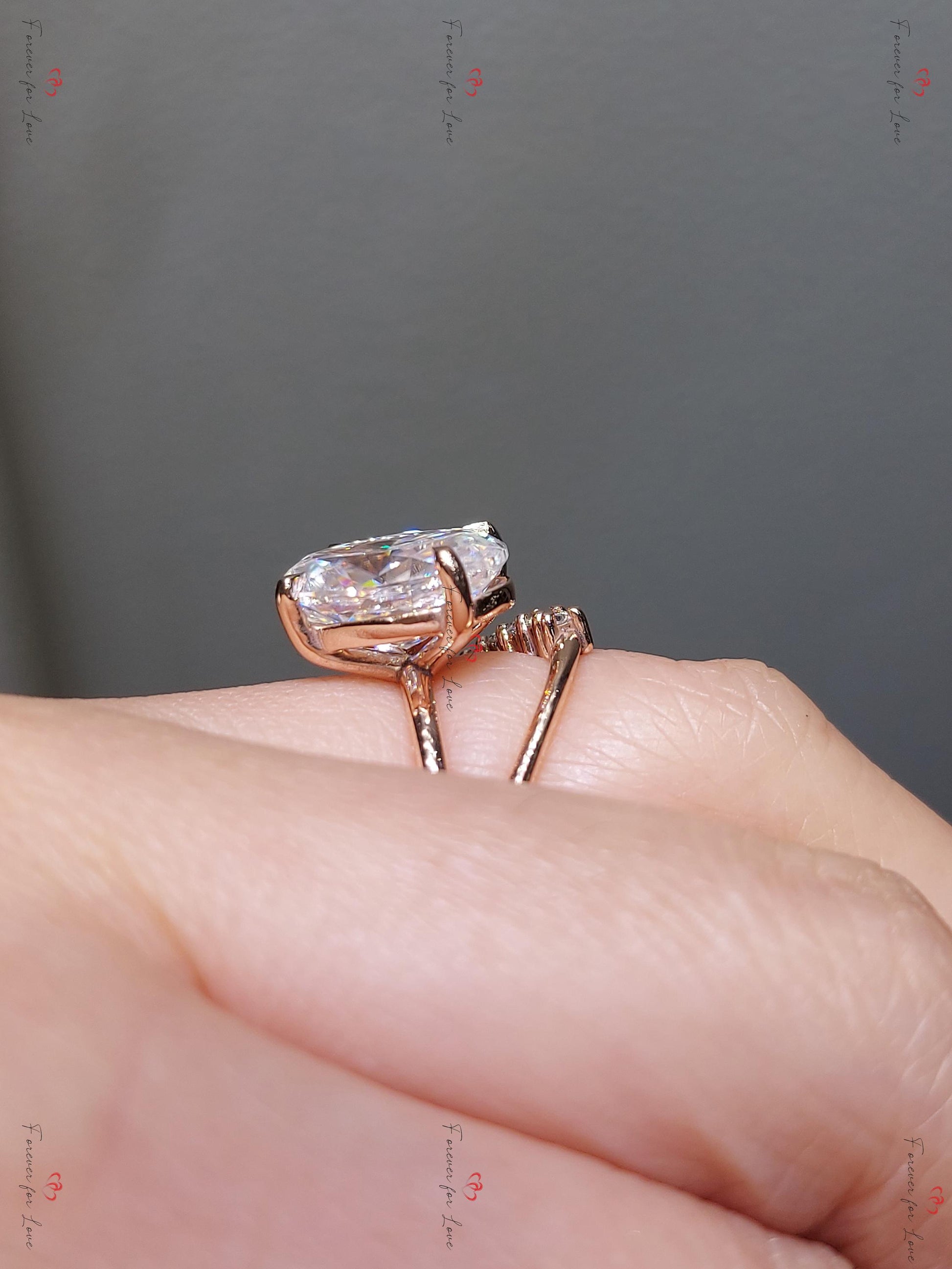 5 Ct Oval Moissanite, Pearl Engagement Ring