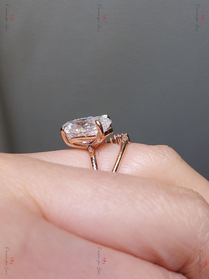 5 Ct Oval Moissanite, Pearl Engagement Ring