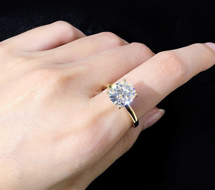 2 Ct Cushion Moissanite Solitaire Ring