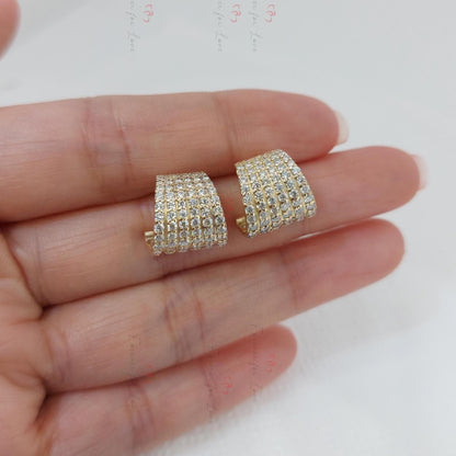 Boucles d'oreilles éventail en diamant de laboratoire taille ronde, boucles d'oreilles imposantes de style éventail moderne, boucles d'oreilles étincelantes en diamant de laboratoire en forme d'éventail, cadeau de mariage