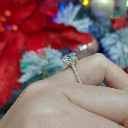 3.35 Ct IGI Certified Asscher Lab Diamond Hidden Halo Engagement Ring
