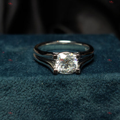 Cushion Moissanite Halo Engagement Ring