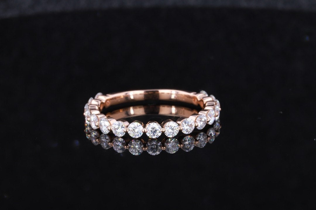 Round Moissanite Half Eternity Band