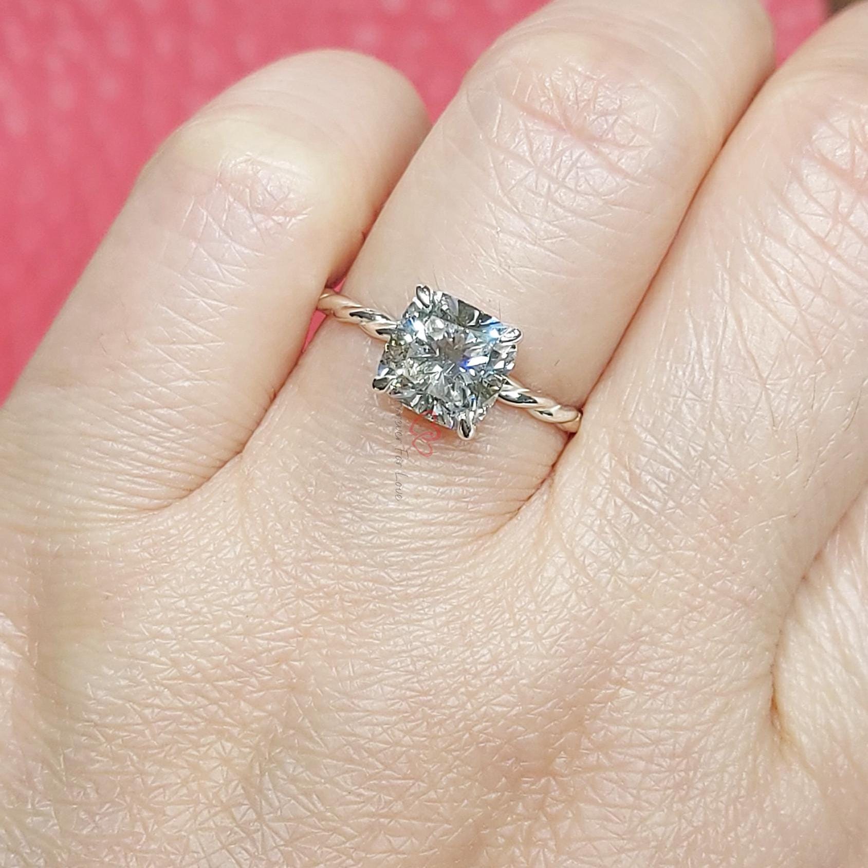 2 Ct IGI Certified Cushion Lab Diamond Engagement Ring