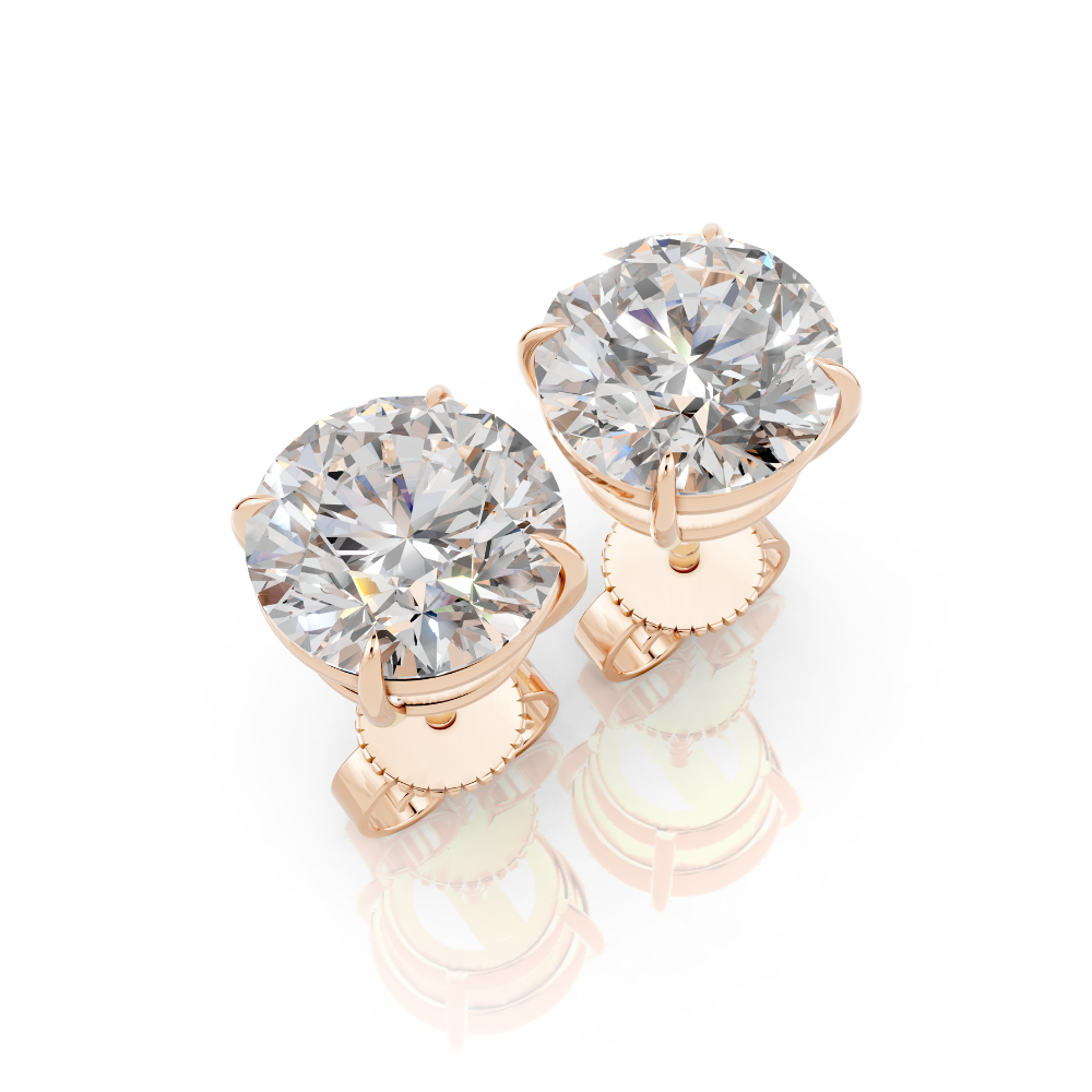 Round Cut Diamond Stud Earrings 1 Ct engagement ring in 10K Solid Gold — custom handcrafted by Forever For Love