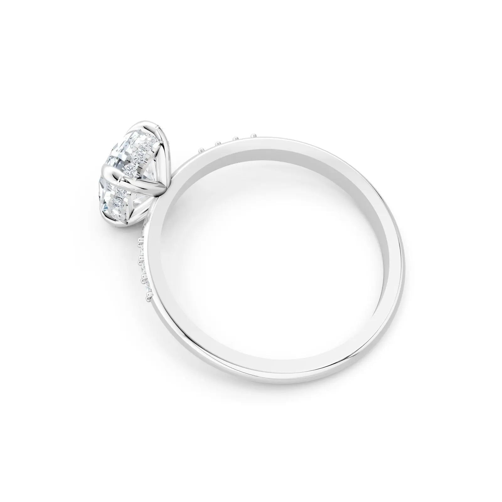 Oval Diamond Engagement Ring with Halo and Side-By-Side Round Diamond Band Forever For Love