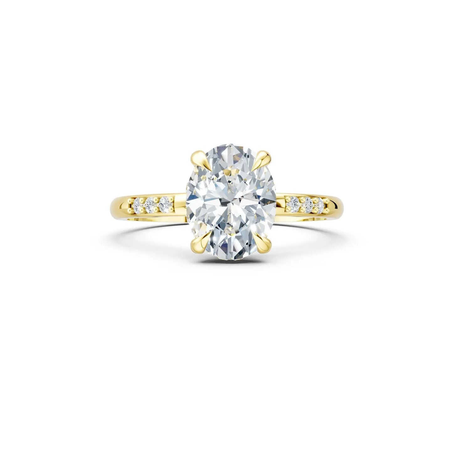 Oval Diamond Engagement Ring with Halo and Side-By-Side Round Diamond Band Forever For Love