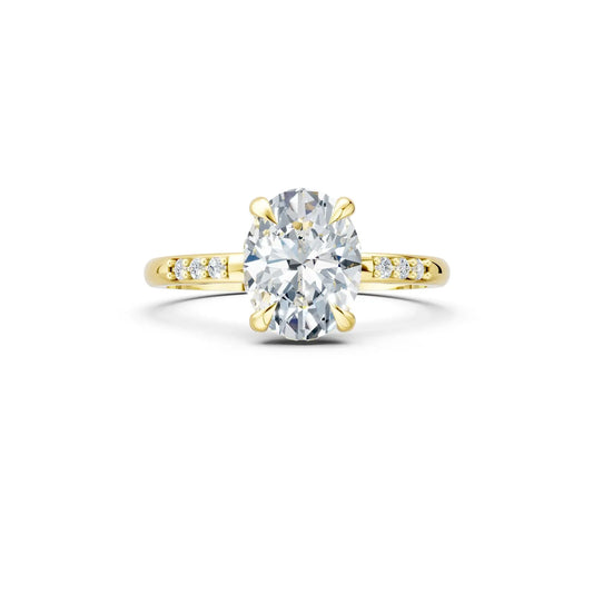Oval Diamond Engagement Ring with Halo and Side-By-Side Round Diamond Band Forever For Love