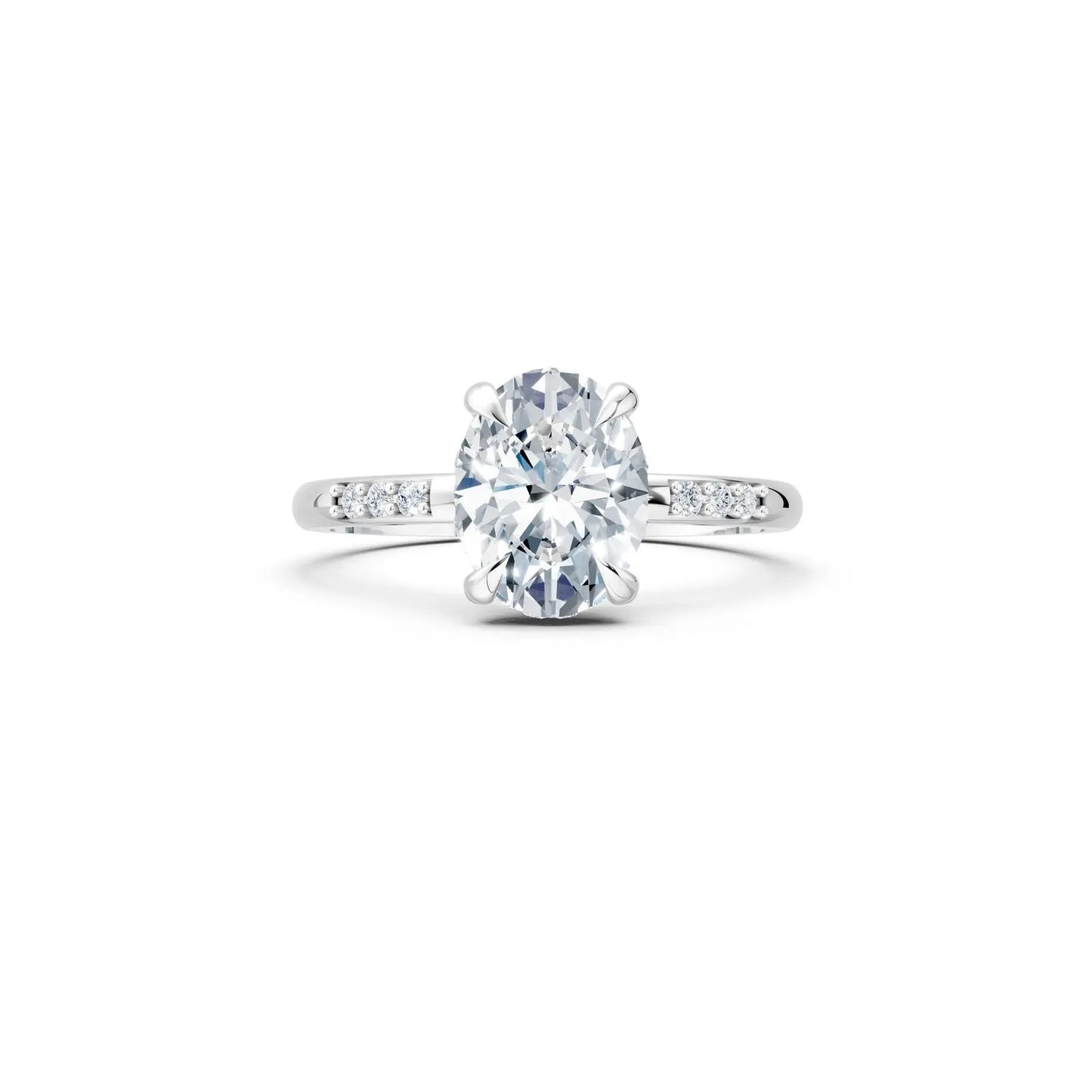 Oval Diamond Engagement Ring with Halo and Side-By-Side Round Diamond Band Forever For Love
