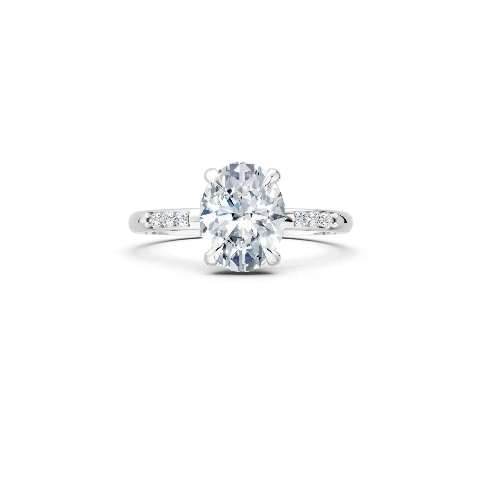 Oval Diamond Engagement Ring with Halo and Side-By-Side Round Diamond Band Forever For Love