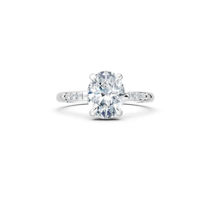 Oval Diamond Engagement Ring with Halo and Side-By-Side Round Diamond Band Forever For Love