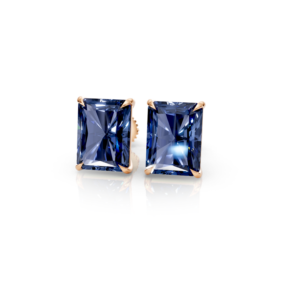 Ohrstecker mit Smaragd-Diamanten in Farbe Moissanite engagement ring in 10K Massivgold — custom handcrafted by Forever For Love