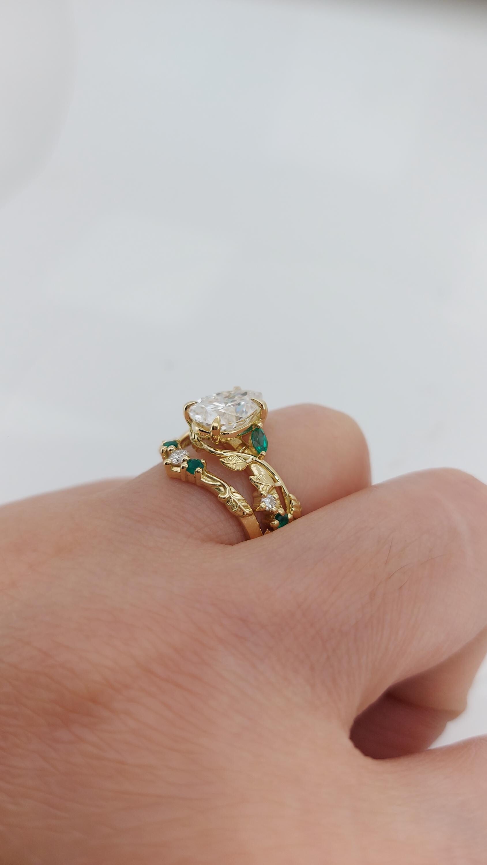 2 Ct Pear Diamond, Moissanite Halo Engagement Ring