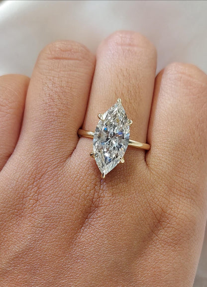 4.1 Ct IGI Certified Marquise Lab Diamond Hidden Halo Engagement Ring